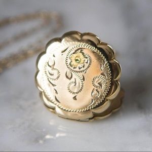 Vintage Locket Necklace Mid Century Jewelry 12KGF